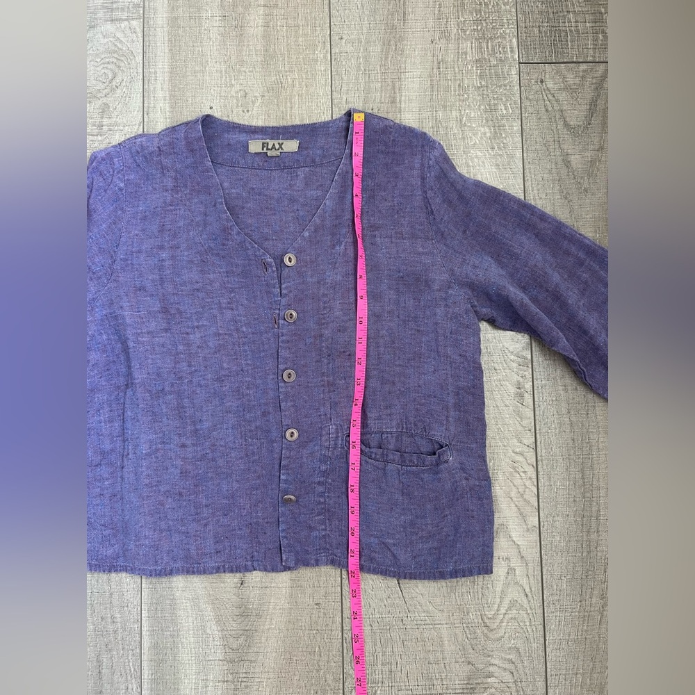 Flax Lavender Linen Button-Up Blouse Women’s Size Small - Picture 5 of 8